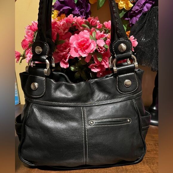 B MAKOWSKI LEATHER BLACK PURSE WITH BRAIDED SHOULDER WITH DUSTBAG - Picture 5 of 10